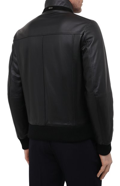 Кожаный бомбер PAUL&SHARK черного цвета по цене 124500 руб., арт. 11312499/H1F, фото 4 Кожаный бомбер PAUL&SHARK, арт. 11312499/H1F, фото 4