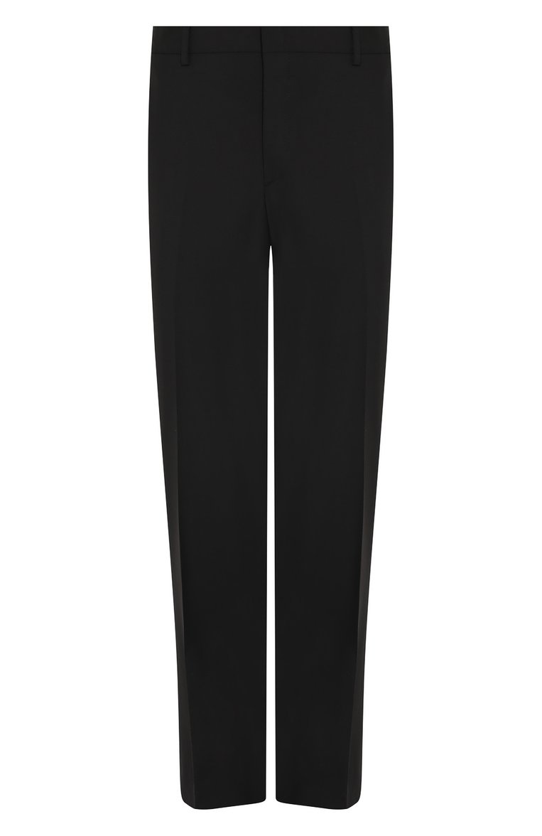 Мужские шерстяные брюки  PRADA черного цвета, арт. UPA841-D39-F0002 | Фото 1 (Статус проверки: Проверена категория, Проверено; Материал внешний: Шерсть; Длина (брюки, джинсы): Стандартные; Случай: Формальный; Стили: Классический)