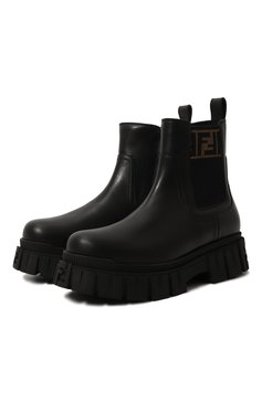 Детские кожаные челси FENDI черного цвета, арт. JMR459/A379/32-39 | Фото 1 (Материал внутренний: Натуральная кожа; Нос: Не проставлено; Кросс-КТ: челси; Материал внешний: Натуральная кожа)