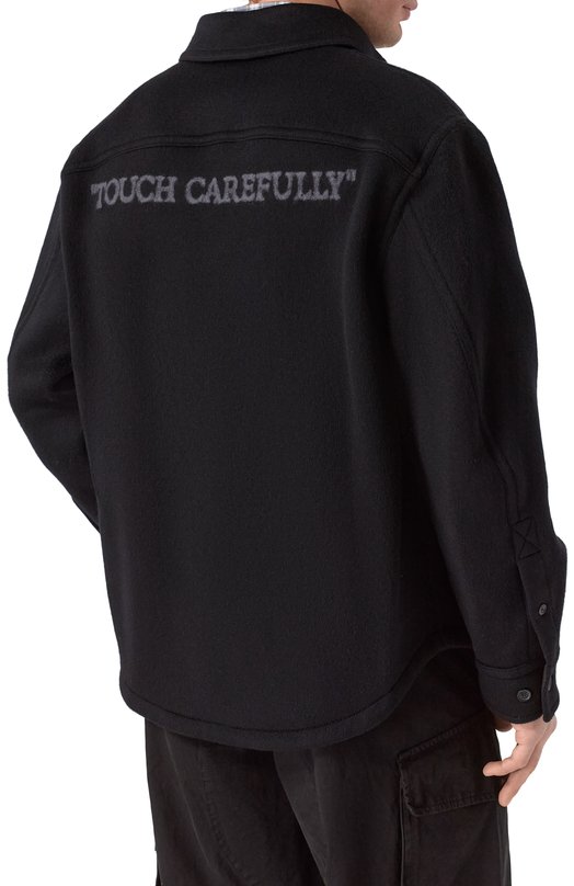 Кашемировая куртка-рубашка Off-White 0MES01CF25FAB001 Чёрный  0MES01CF25FAB001 Фото 4