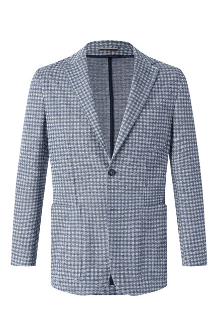 Мужской пиджак изо льна и хлопка CANALI синего цвета, арт. J0147/JJ02973 | Фото 1 (Драгоценные камни: Проставлено; Рукава: Длинные; Длина (для топов): Стандартные; Материал внешний: Хлопок, Лен; Материал сплава: Проставлено; Пиджаки М: Приталенный; Стили: Кэжуэл; Случай: Повседневный; 1-2-бортные: Однобортные)