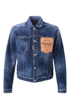 Мужская джинсовая куртка DSQUARED2 синего цвета, арт. S74AM1561/S30664 | Фото 1 (Длина (верхняя одежда): Короткие; Рукава: Длинные; Кросс-КТ: Деним, Легкие; Стили: Кэжуэл; Материал внешний: Деним, Хлопок)
