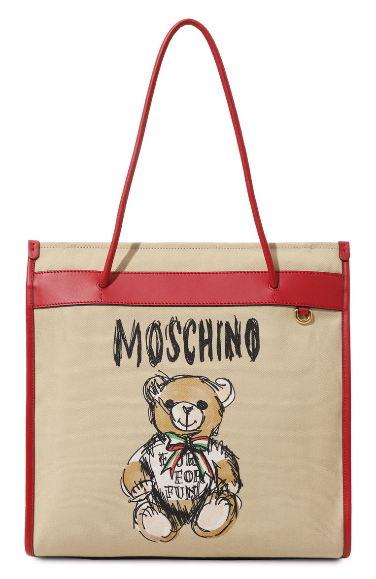 Женский сумка-тоут MOSCHINO бежевого цвета, арт. A7542/8207 | Фото 1 (Размер: medium; Материал сплава: Проставлено; Материал: Текстиль; Драгоценные камни: Проставлено)