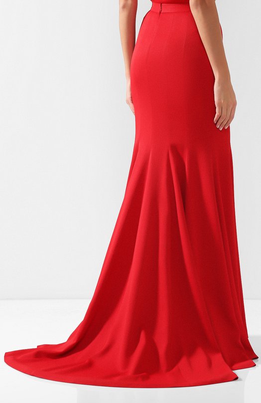 Однотонная юбка-макси на молнии Brandon Maxwell Красный, фото 4