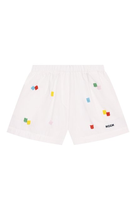 Детские хлопковые шорты MSGM KIDS белого цвета, арт. S5MSJGSH232 | Фото 1 (Материал сплава: Проставлено; Материал внешний: Хлопок; Нос: Не проставлено)