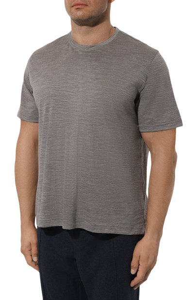 Шерстяная футболка CAPOBIANCO серого цвета по цене 29150 руб., арт. 17M660.JE00./60, фото 3 Шерстяная футболка CAPOBIANCO, арт. 17M660.JE00./60, фото 3