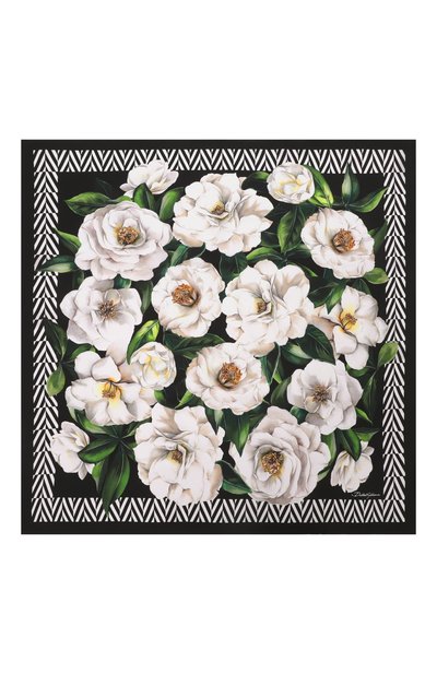 Шелковый платок DOLCE & GABBANA черно-белого цвета по цене 68050 руб., арт. FN090R/GDCUG, фото 3 Шелковый платок DOLCE & GABBANA, арт. FN090R/GDCUG, фото 3