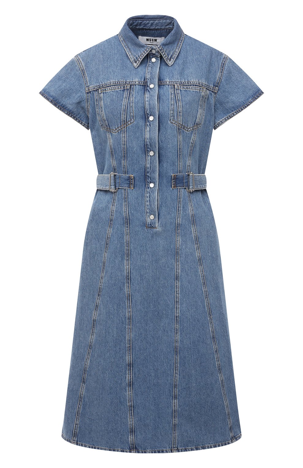 Джинсовое платье MSGM синего цвета по цене 49250 руб., арт. 3041MDA40L 217280, фото 1 Джинсовое платье MSGM, арт. 3041MDA40L 217280, фото 1