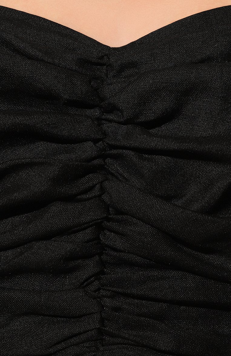 Женский льняной топ IN THE MOOD FOR LOVE черного цвета, арт. GWLADYS/SS2102700007 | Фото 5 (Рукава: Короткие; Длина (для топов): Укороченные; Стили: Романтичный; Материал внешний: Лен; Материал подклада: Синтетический материал; Автоматизация ТО: Проставлено; Автоматизация состава: Проставлено)