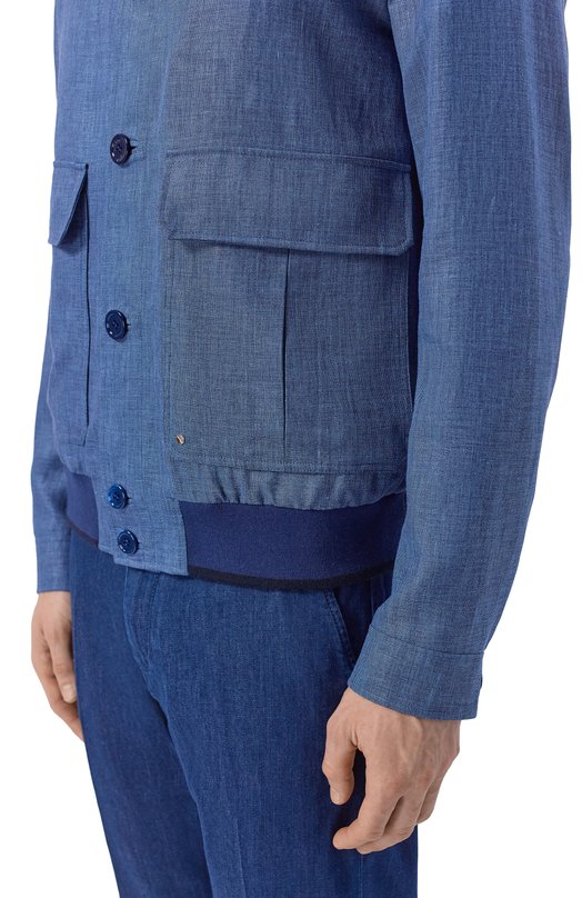 Бомбер из шерсти и льна Stefano Ricci M7J6100371/B127HA Синий  M7J6100371/B127HA Фото 5