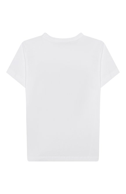 Детская хлопковая футболка MOSCHINO белого цвета, арт. H9M04K/LAA03/4-8 | Фото 2 (Рукава: Короткие; Драгоценные камни: Проставлено; Материал сплава: Проставлено; Материал внешний: Хлопок)