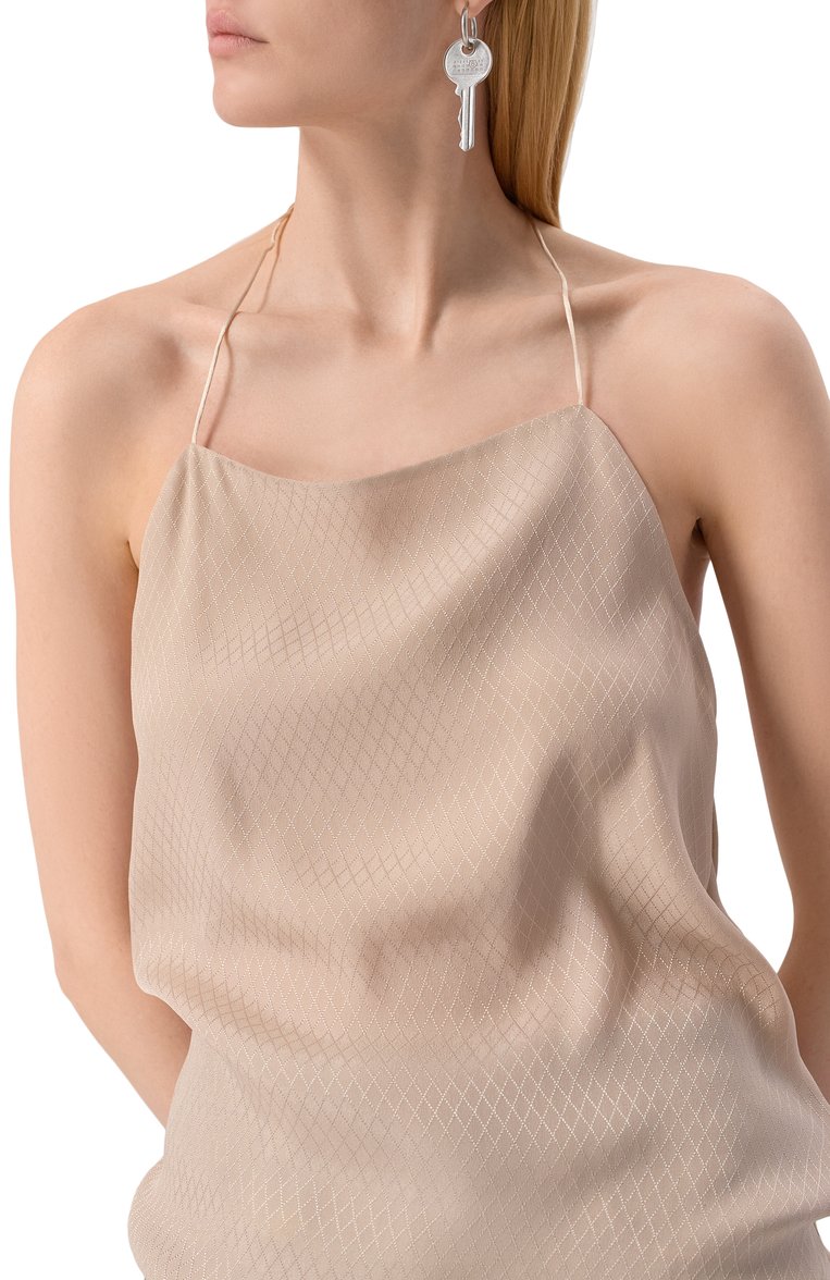 Женский топ ANN DEMEULEMEESTER бежевого цвета, арт. B0012431/FA563 | Фото 5 (Материал внешний: Синтетический материал; Длина (для топов): Стандартные; Рукава: На бретелях; Стили: Кэжуэл; Автоматизация ТО: Проставлено; Автоматизация состава: Проставлено)