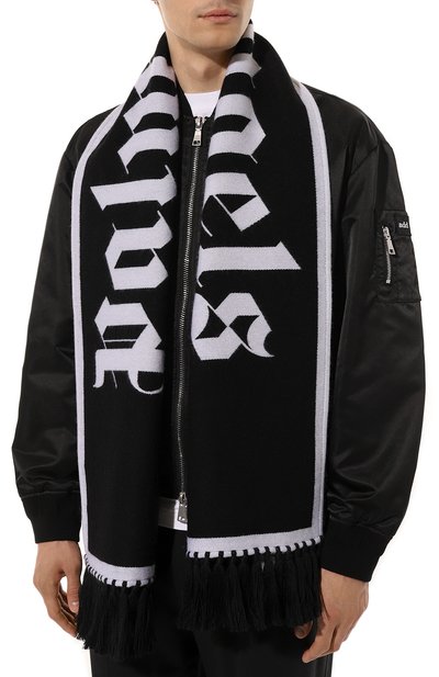 Шерстяной шарф PALM ANGELS черно-белого цвета по цене 37200 руб., арт. PMMA025C99KNI0021001, фото 2 Шерстяной шарф PALM ANGELS, арт. PMMA025C99KNI0021001, фото 2