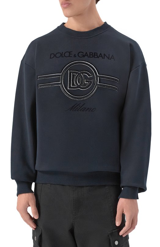 Хлопковый свитшот Dolce & Gabbana G9AHSZ/G7PGB Синий  G9AHSZ/G7PGB Фото 3