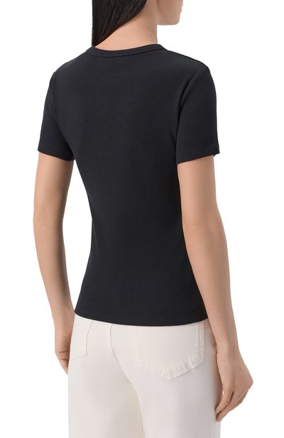 Футболка из хлопка и шелка 12 STOREEZ черного цвета по цене 5300 руб., арт. 137762, фото 4 Футболка из хлопка и шелка 12 STOREEZ, арт. 137762, фото 4