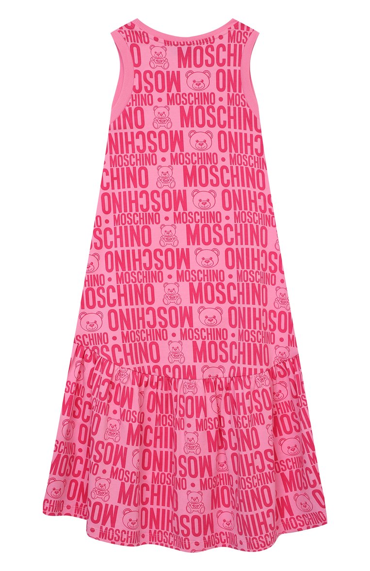 Детское хлопковое платье MOSCHINO розового цвета, арт. HDV0A5/LBB59/10A-14A | Фото 2 (Девочки Кросс-КТ: Платье-одежда; Случай: Повседневный; Рукава: Короткие; Материал внешний: Хлопок; Региональные ограничения белый список (Axapta Mercury): RU; Ростовка одежда: 10 - 11 лет | 140 - 146см, 12 лет | 152 см)