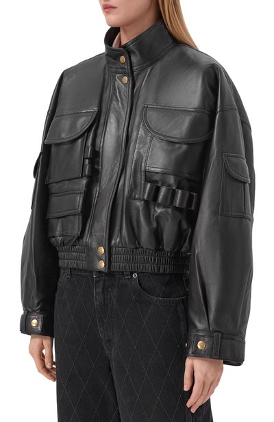 Кожаный бомбер BALMAIN черного цвета по цене 527000 руб., арт. HF1TFA85/LE35, фото 3 Кожаный бомбер BALMAIN, арт. HF1TFA85/LE35, фото 3