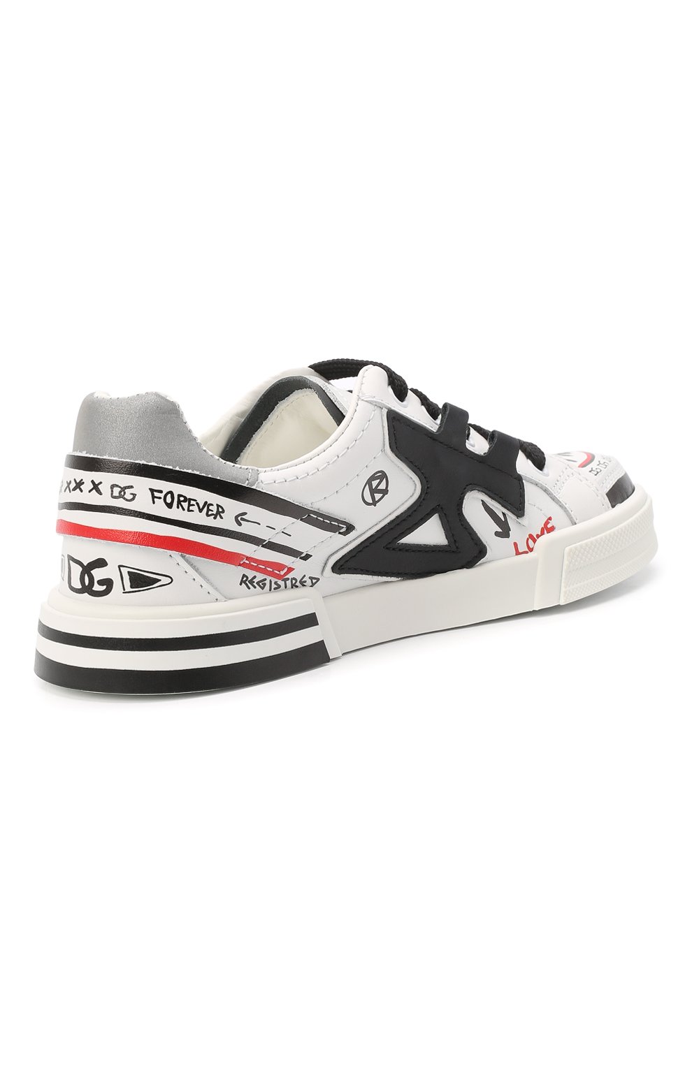 Кожаные кеды DOLCE & GABBANA черно-белого цвета по цене 41200 руб., арт. DA5051/AY205/24-28, фото 3 Кожаные кеды DOLCE & GABBANA, арт. DA5051/AY205/24-28, фото 3