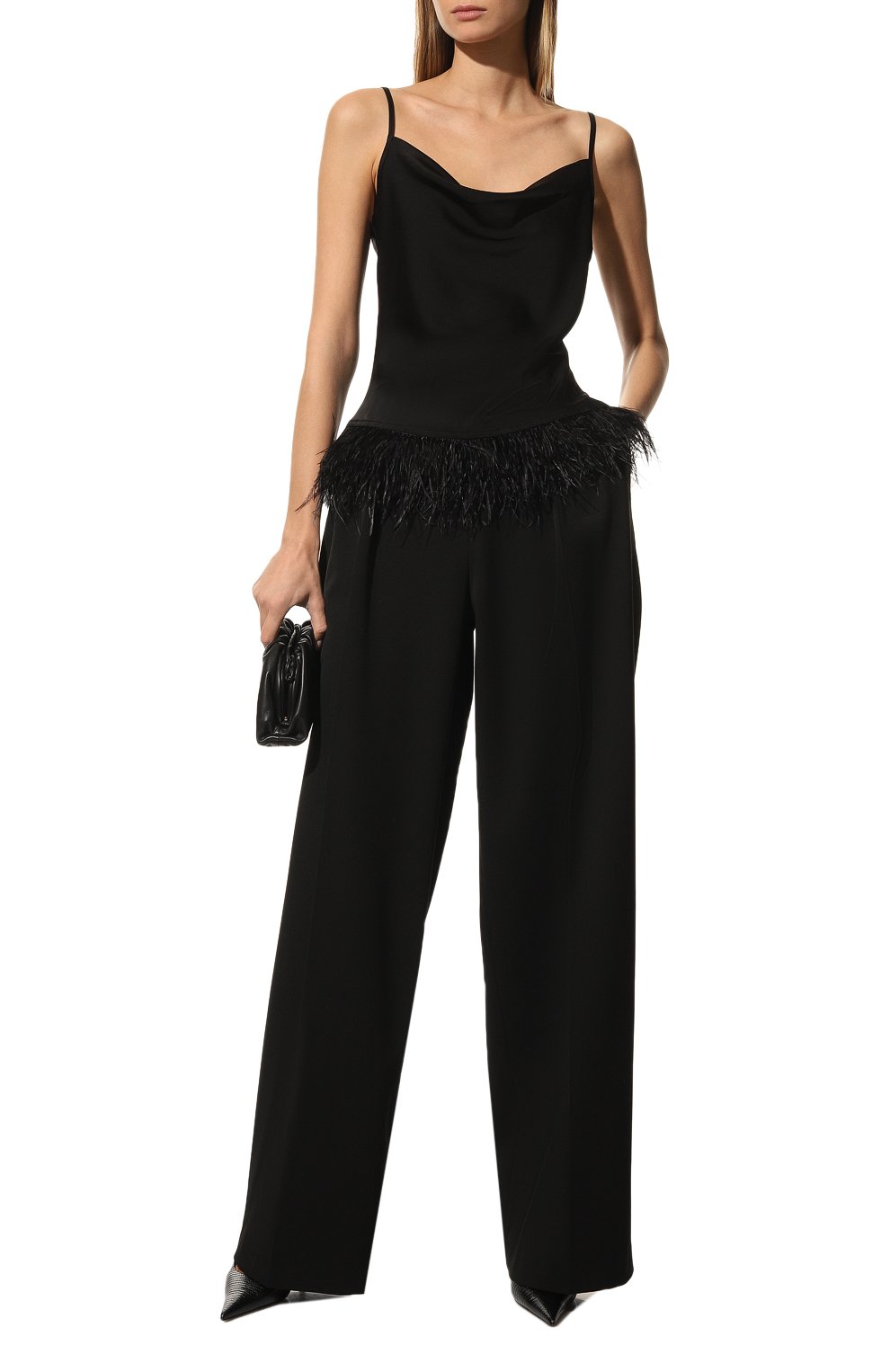 Топ с отделкой перьями SEVEN LAB черного цвета по цене 15750 руб., арт. TKF black, фото 2 Топ с отделкой перьями SEVEN LAB, арт. TKF black, фото 2