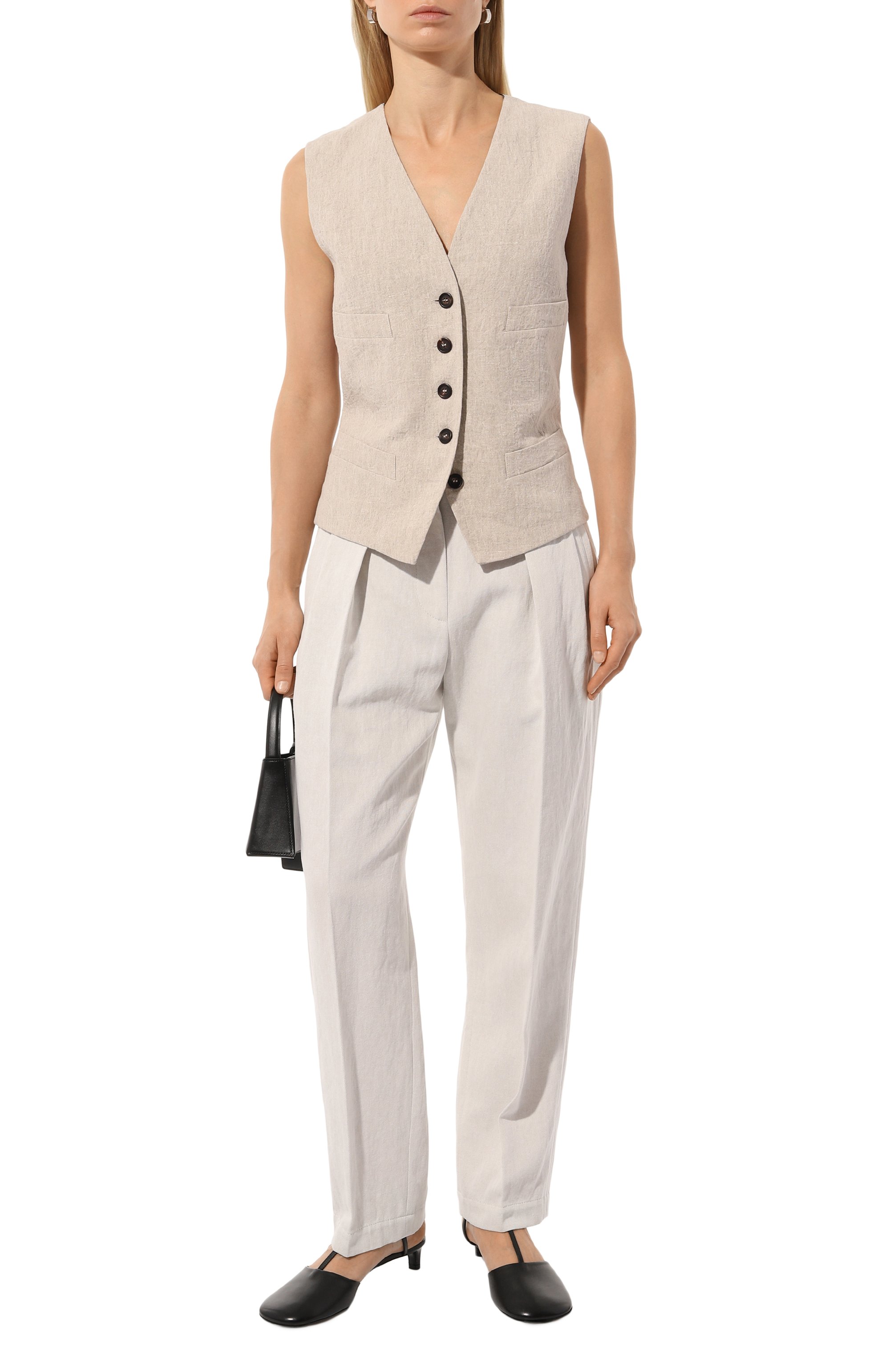 Брюки из хлопка и льна BRUNELLO CUCINELLI, арт. MH561B1311, фото 2