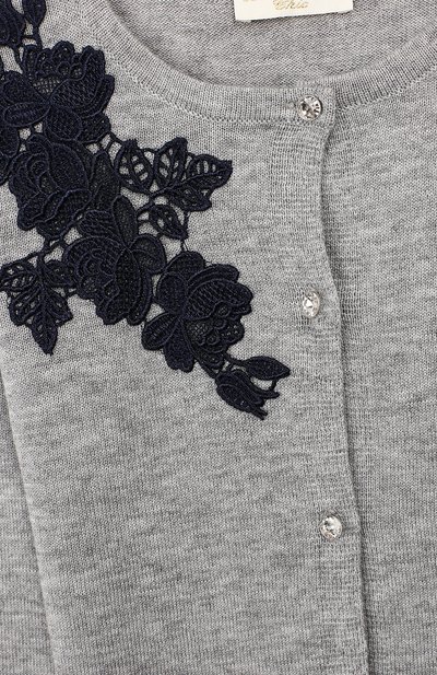 Кардиган на пуговицах MONNALISA серого цвета по цене 13845 руб., арт. 794800R7, фото 3 Кардиган на пуговицах MONNALISA, арт. 794800R7, фото 3