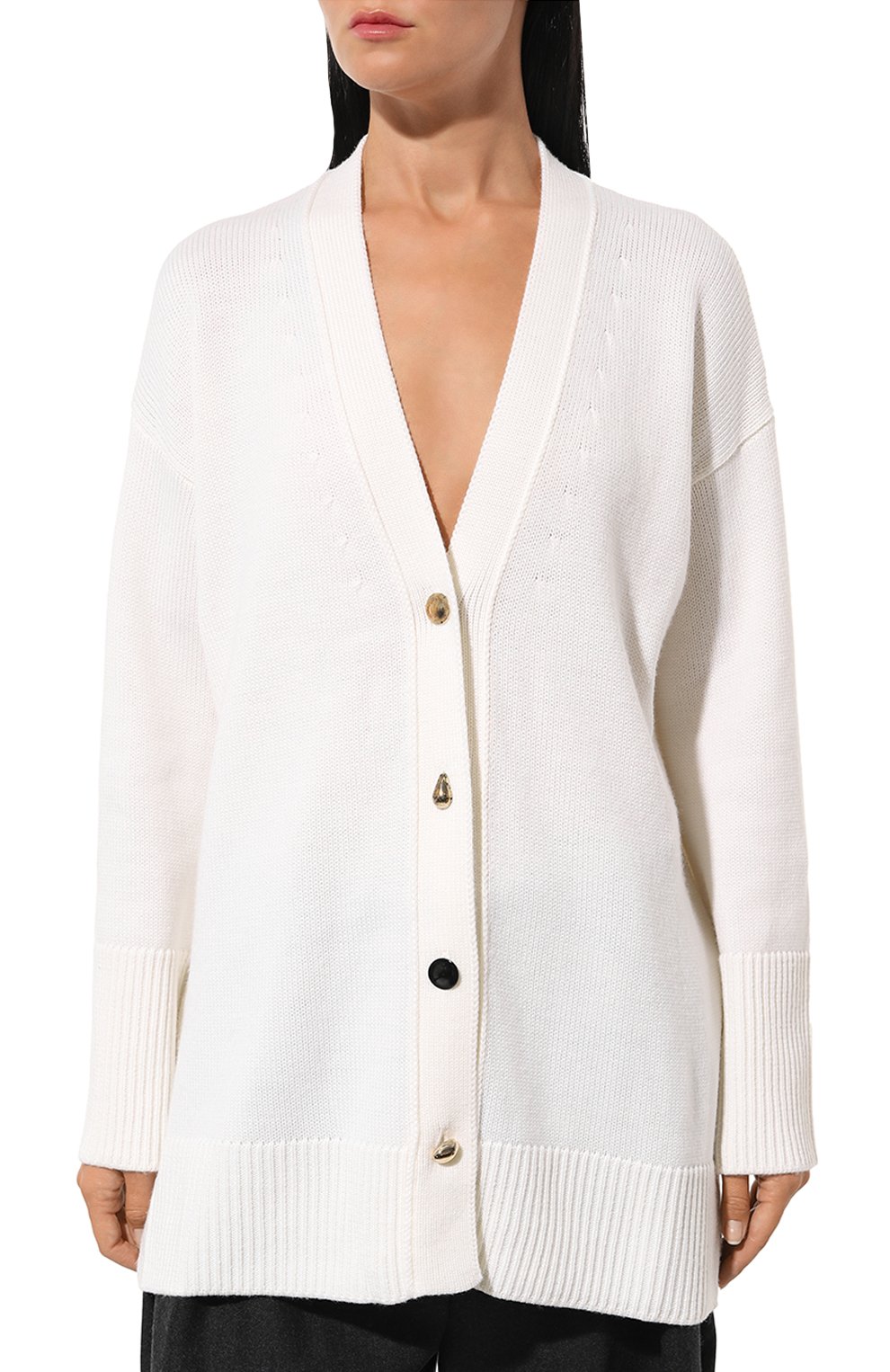 Шерстяной кардиган DONDUP белого цвета по цене 57350 руб., арт. DT277/M00796D 002, фото 3 Шерстяной кардиган DONDUP, арт. DT277/M00796D 002, фото 3