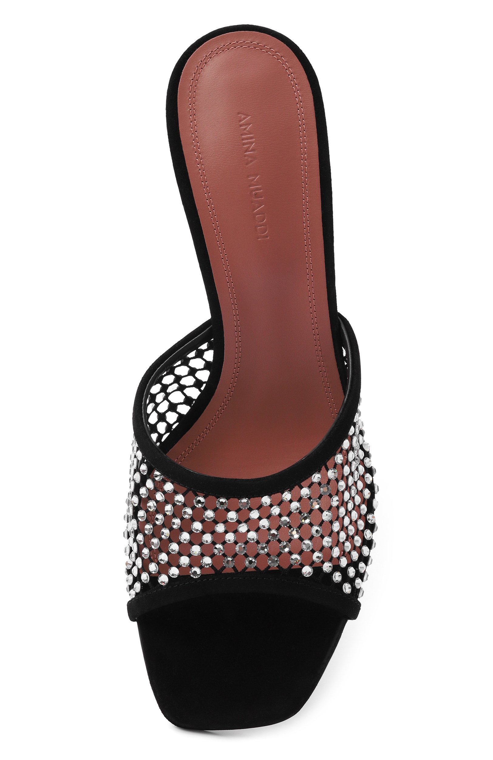Текстильные мюли lupita 70 AMINA MUADDI черного цвета по цене 99500 руб., арт. LUPITA CRYSTAL NET SLIPPER 70/SUEDE, фото 6 Текстильные мюли lupita 70 AMINA MUADDI, арт. LUPITA CRYSTAL NET SLIPPER 70/SUEDE, фото 6