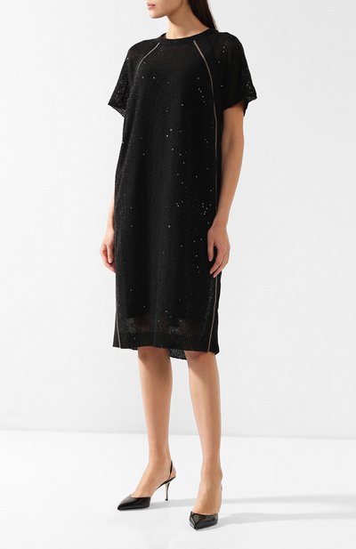 Платье с пайетками BRUNELLO CUCINELLI черного цвета по цене 242500 руб., арт. M10572A90, фото 3 Платье с пайетками BRUNELLO CUCINELLI, арт. M10572A90, фото 3