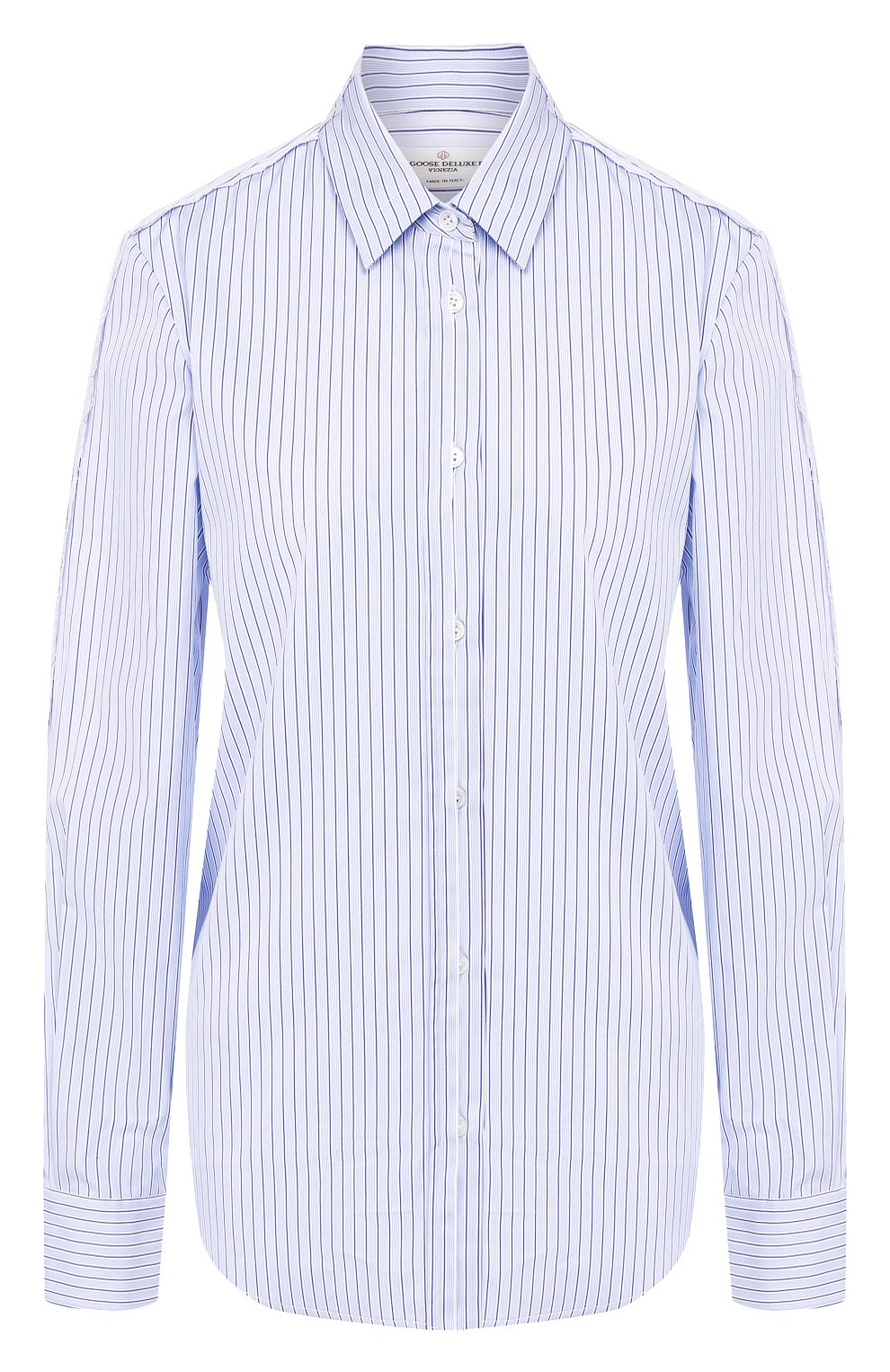 Хлопковая рубашка GOLDEN GOOSE DELUXE BRAND голубого цвета по цене 28100 руб., арт. G35WP040.A2, фото 1 Хлопковая рубашка GOLDEN GOOSE DELUXE BRAND, арт. G35WP040.A2, фото 1