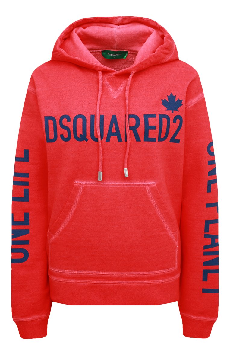 Женский хлопковое худи DSQUARED2 красного цвета, арт. S73GU0081/S25535 | Фото 1 (Рукава: Длинные; Материал внешний: Хлопок; Длина (для топов): Стандартные; Стили: Спорт-шик; Женское Кросс-КТ: Худи-одежда, Худи-спорт; Размерность: Маломерит; Драгоценные камни: Проставлено; Материал сплава: Проставлено)