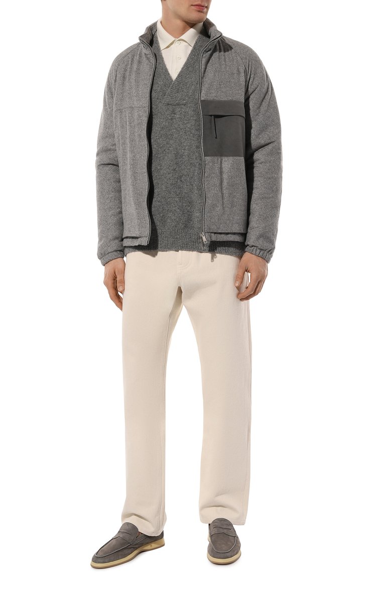 Мужская куртка из шелка и кашемира ZEGNA серого цвета, арт. UCT81A6/C106 | Фото 2 (Материал внешний: Шелк, Кашемир, Шерсть; Рукава: Длинные; Кросс-КТ: Ветровки, Куртка, Легкие; Длина (верхняя одежда): Короткие; Стили: Кэжуэл)