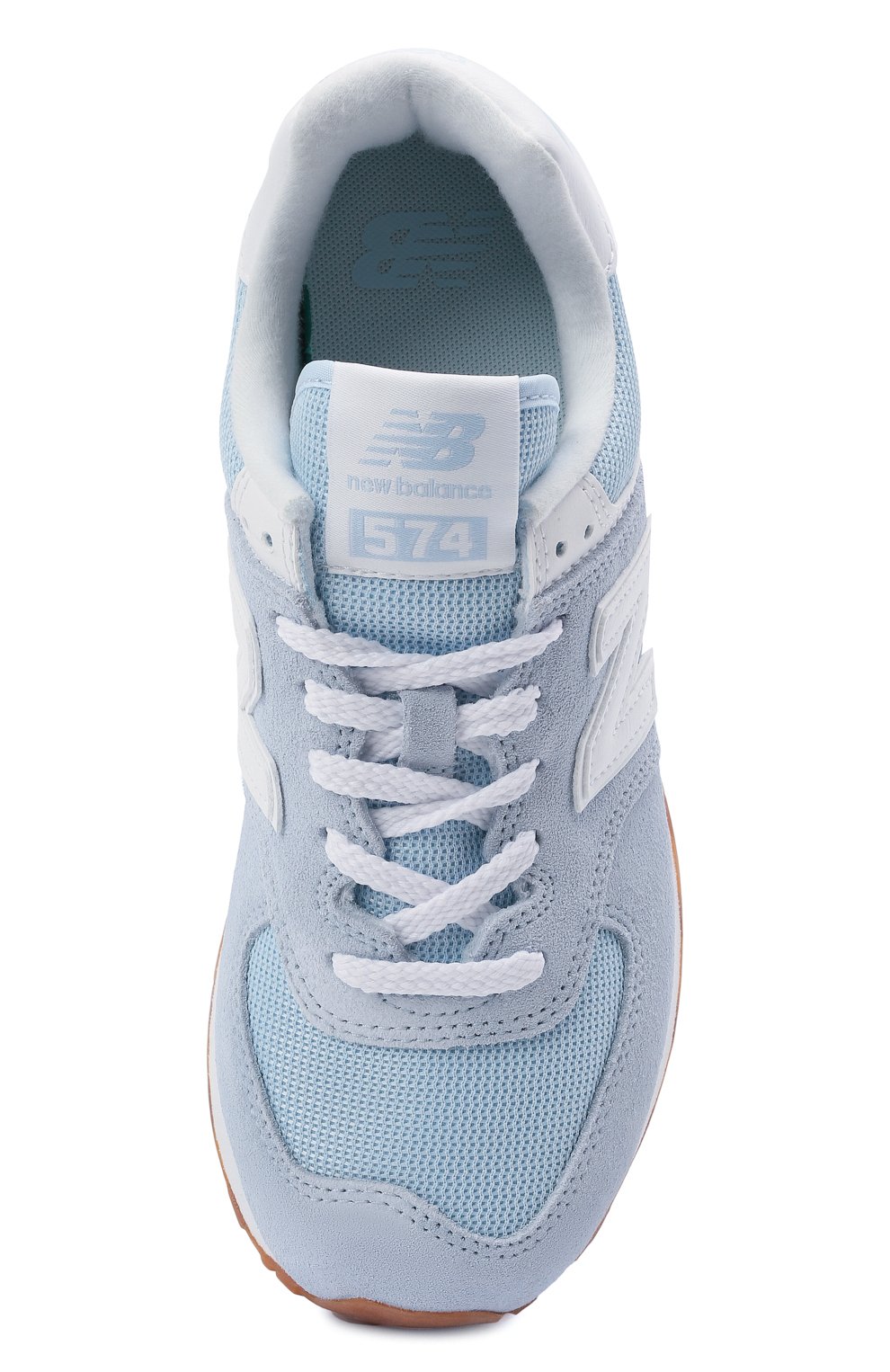 Женские комбинированные кроссовки 574 classic NEW BALANCE голубого цвета, арт. WL574PE2/B | Фото 5 (Материал внешний: Текстиль; Подошва: Платформа; Материал сплава: Проставлено; Материал утеплителя: Без утеплителя; Материал внутренний: Текстиль; Драгоценные камни: Проставлено; Стили: Кэжуэл)