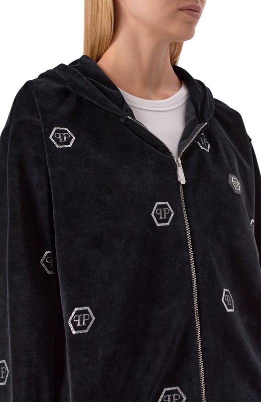 Хлопковая толстовка Philipp Plein SAFC WJB1932 PTE003N Чёрный  SAFC WJB1932 PTE003N Фото 5