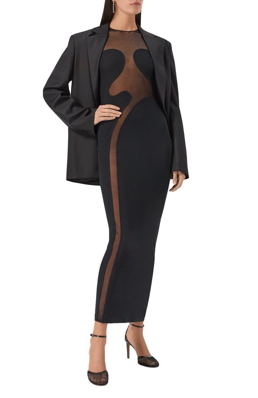 Комбинированные туфли Fishnet 90 Alaia AA3E049TK007 Чёрный  AA3E049TK007 Фото 2