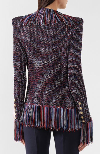 Жакет с бахромой BALMAIN разноцветного цвета по цене 274000 руб., арт. RF27560/K323, фото 4 Жакет с бахромой BALMAIN, арт. RF27560/K323, фото 4