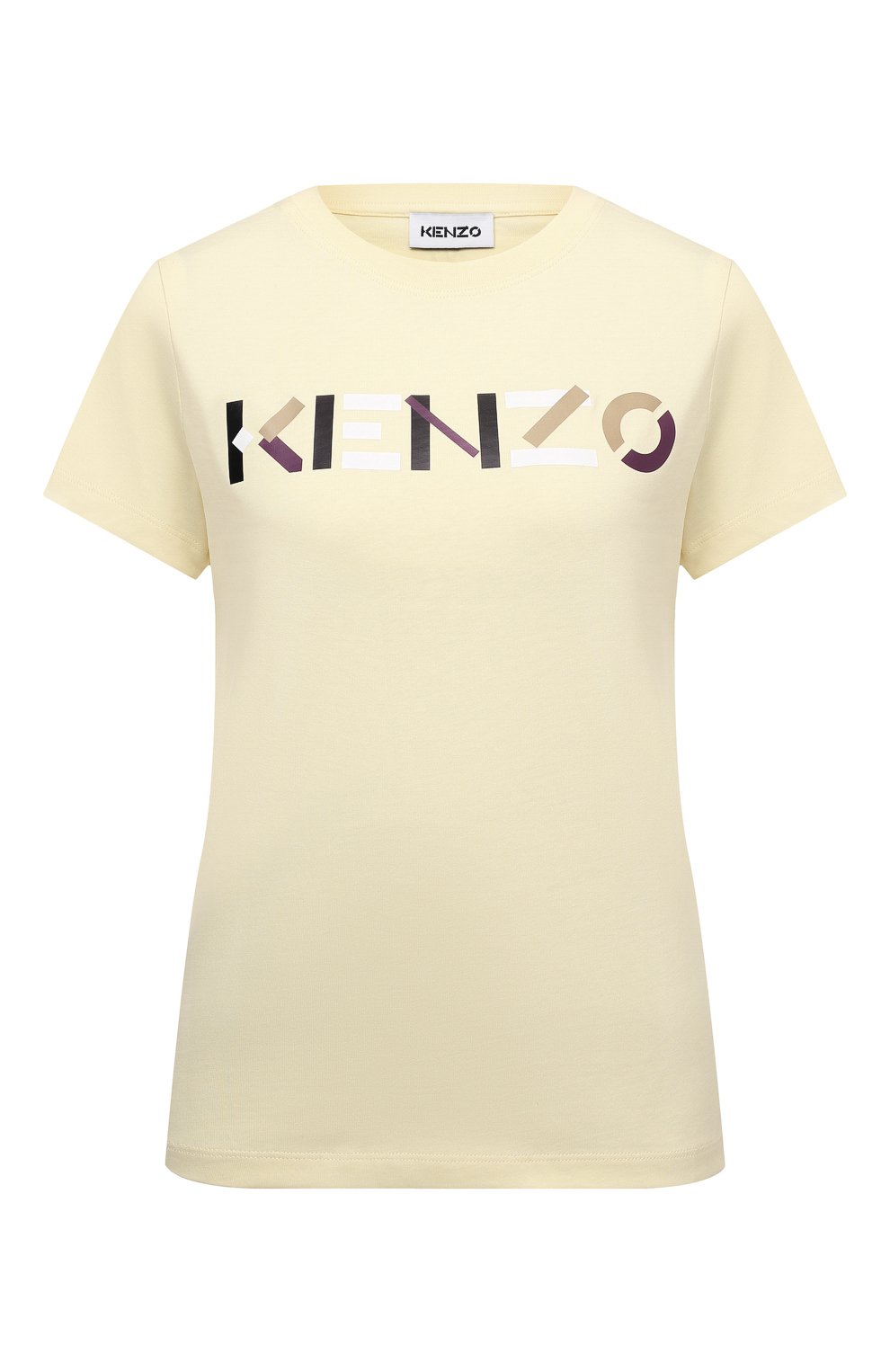 Хлопковая футболка KENZO кремового цвета по цене 14500 руб., арт. FB62TS8404SA, фото 1 Хлопковая футболка KENZO, арт. FB62TS8404SA, фото 1