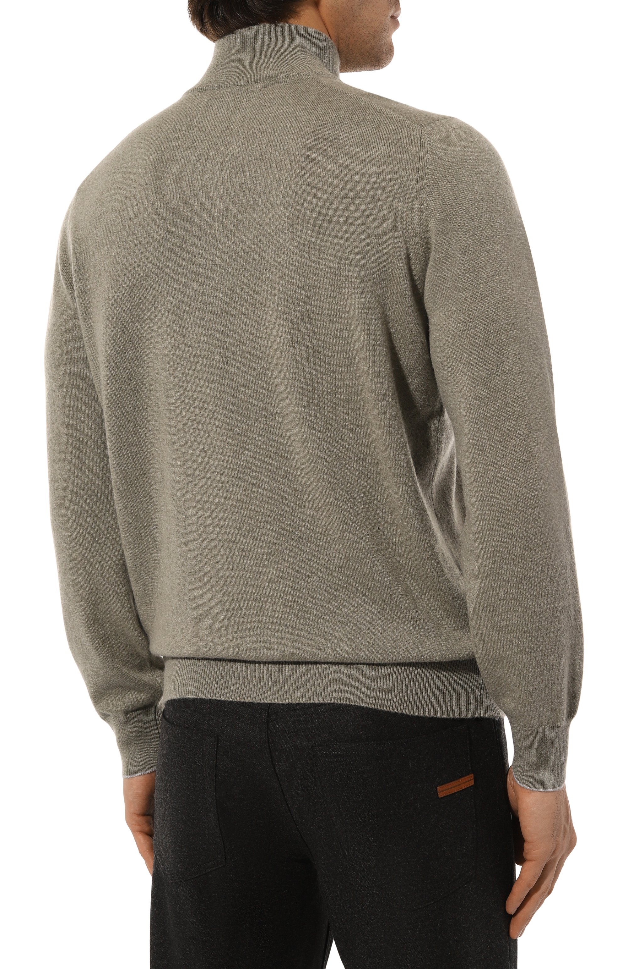 Кашемировый джемпер BRUNELLO CUCINELLI хаки цвета по цене 175000 руб., арт. M2200124, фото 4 Кашемировый джемпер BRUNELLO CUCINELLI, арт. M2200124, фото 4