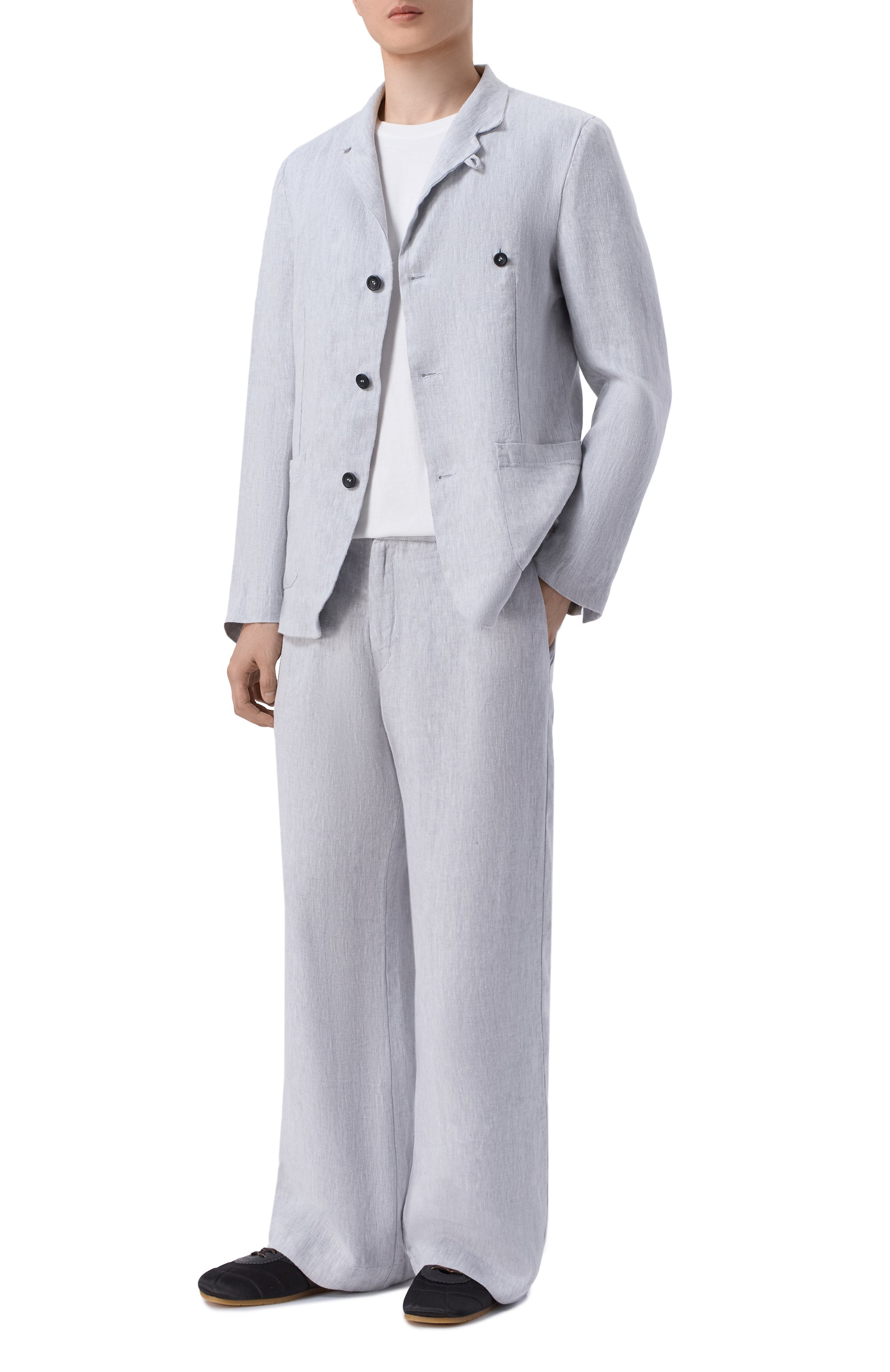 Льняные брюки HANNES ROETHER светло-серого цвета по цене 38600 руб., арт. BUL21LIT.6048, фото 2 Льняные брюки HANNES ROETHER, арт. BUL21LIT.6048, фото 2