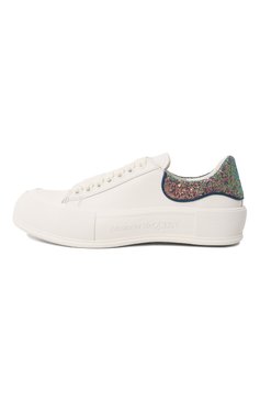 Женские кожаные кеды deck plimsoll ALEXANDER MCQUEEN белого цвета, арт. 702047/WICE7 | Фото 4 (Подошва: Платформа; Региональные ограничения белый список (Axapta Mercury): Не проставлено; Материал внутренний: Натуральная кожа, Текстиль; Материал сплава: Проставлено; Нос: Не проставлено; Материал утеплителя: Без утеплителя; Драгоценные камни: Проставлено; Стили: Кэжуэл)