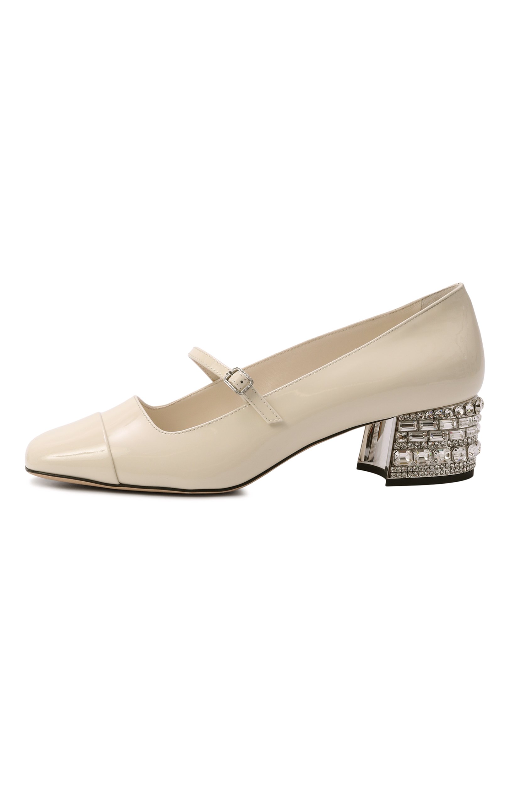 Кожаные туфли elisa 45 JIMMY CHOO кремового цвета по цене 144500 руб., арт. ELISACRYSTAL45PAT, фото 4 Кожаные туфли elisa 45 JIMMY CHOO, арт. ELISACRYSTAL45PAT, фото 4