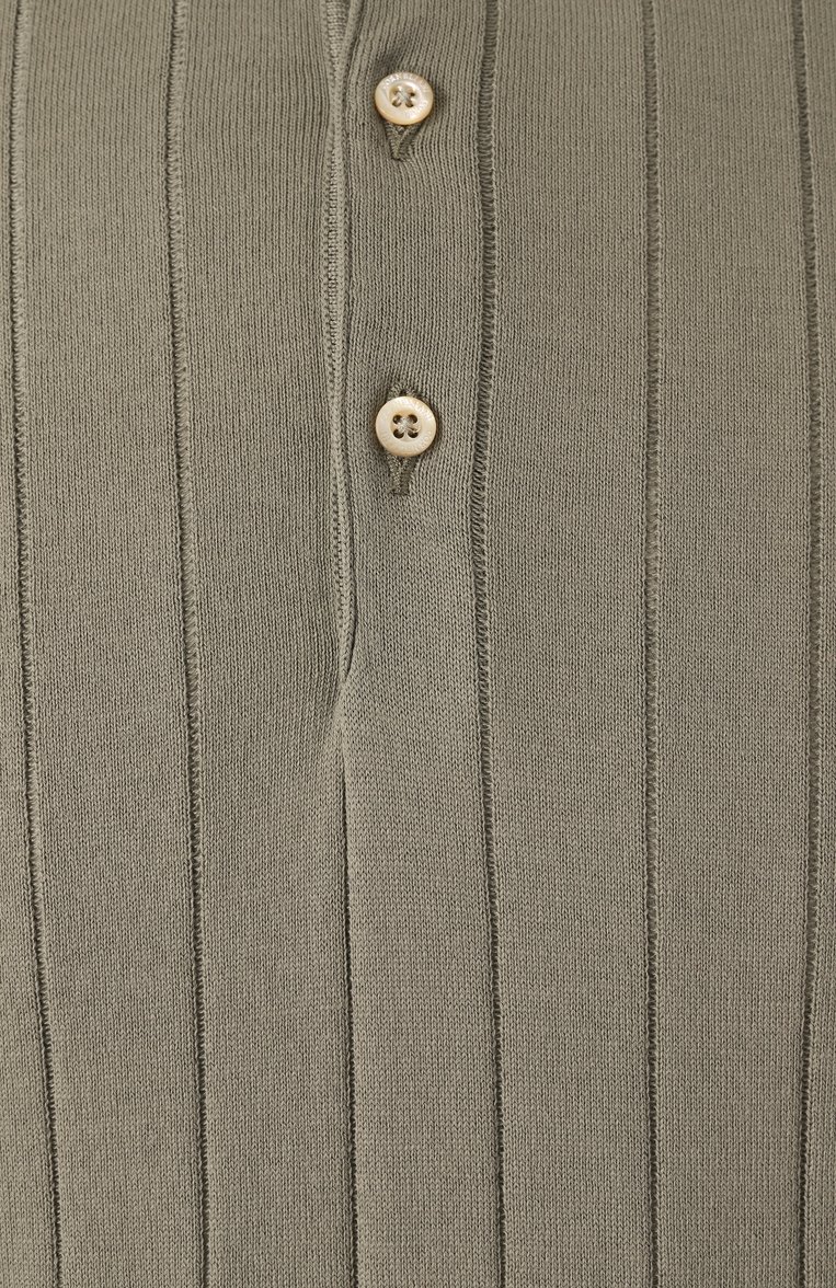 Мужское хлопковое поло CORNELIANI хаки цвета, арт. 25M512-2525153 | Фото 6 (Рукава: Короткие; Материал внешний: Хлопок; Длина (для топов): Стандартные; Стили: Кэжуэл; Принт: Без принта; Кросс-КТ: Трикотаж; Застежка: Пуговицы)
