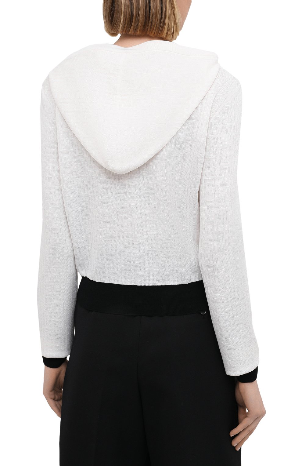 Худи из шерсти и вискозы BALMAIN белого цвета по цене 118500 руб., арт. VF2JP005/K270, фото 4 Худи из шерсти и вискозы BALMAIN, арт. VF2JP005/K270, фото 4