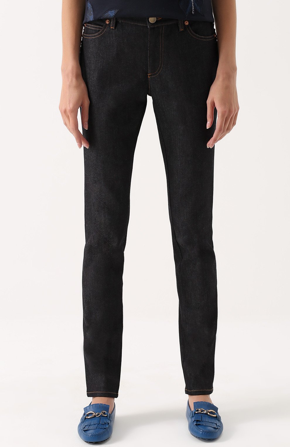 Джинсы прямого кроя с контрастной прострочкой и декоративными шипами VALENTINO, арт. MB3DD03L/2HN, фото 3