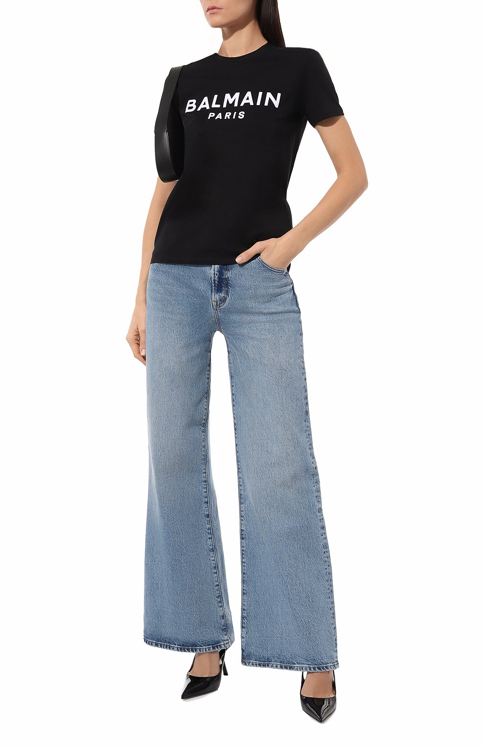 Хлопковая футболка BALMAIN черного цвета по цене 49650 руб., арт. YF1EF005BB37, фото 2 Хлопковая футболка BALMAIN, арт. YF1EF005BB37, фото 2