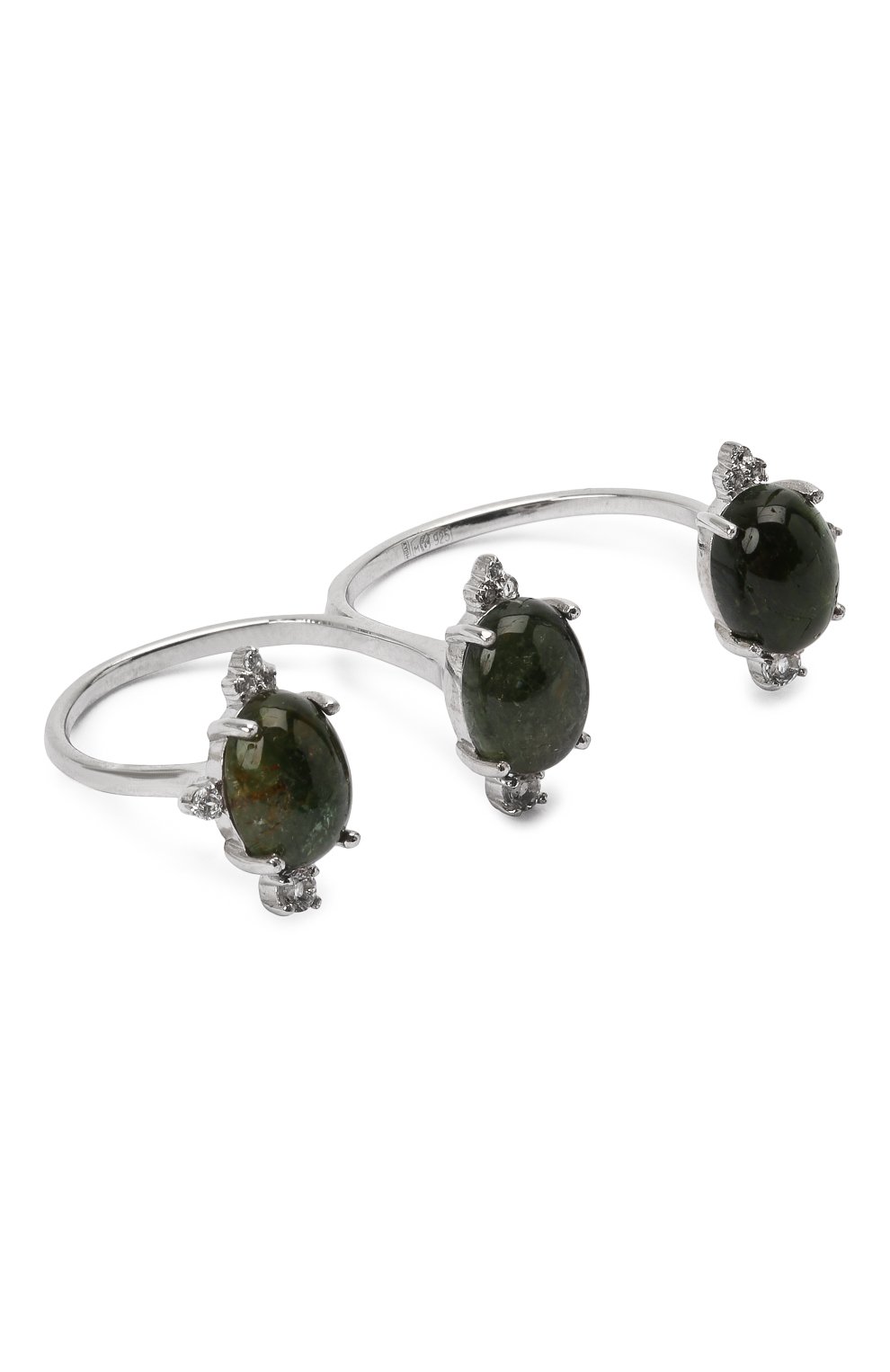 Кольцо-кастет с зеленым турмалином и топазами MOONKA зеленого цвета по цене 10890 руб., арт. ai-cr-g, фото 1 Кольцо-кастет с зеленым турмалином и топазами MOONKA, арт. ai-cr-g, фото 1