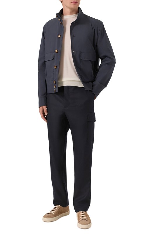 Шерстяные брюки-карго Brunello Cucinelli M038PE1890 Синий  M038PE1890 Фото 2