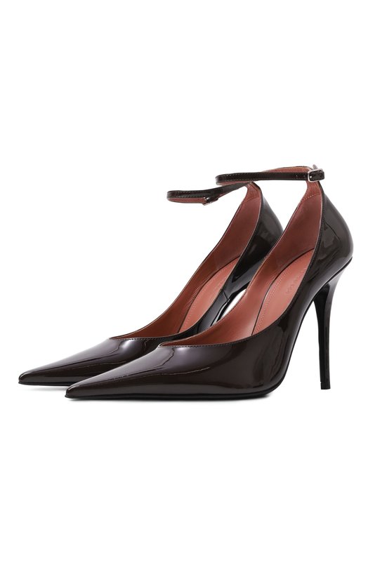 Кожаные туфли Anok 105 Amina Muaddi AN0K PUMP/PATENT Коричневый AN0K PUMP/PATENT
