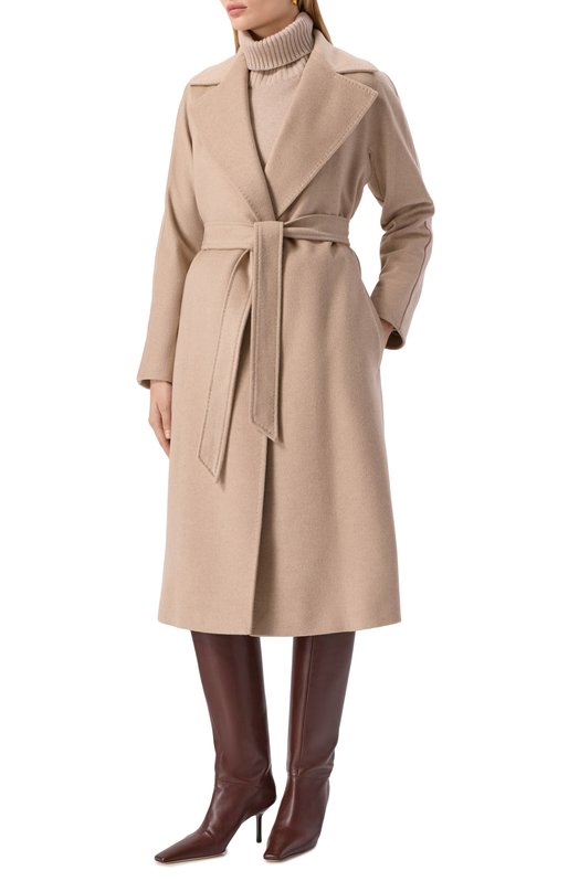 Кашемировое пальто Max Mara Studio EUCLIDE Бежевый  EUCLIDE Фото 3