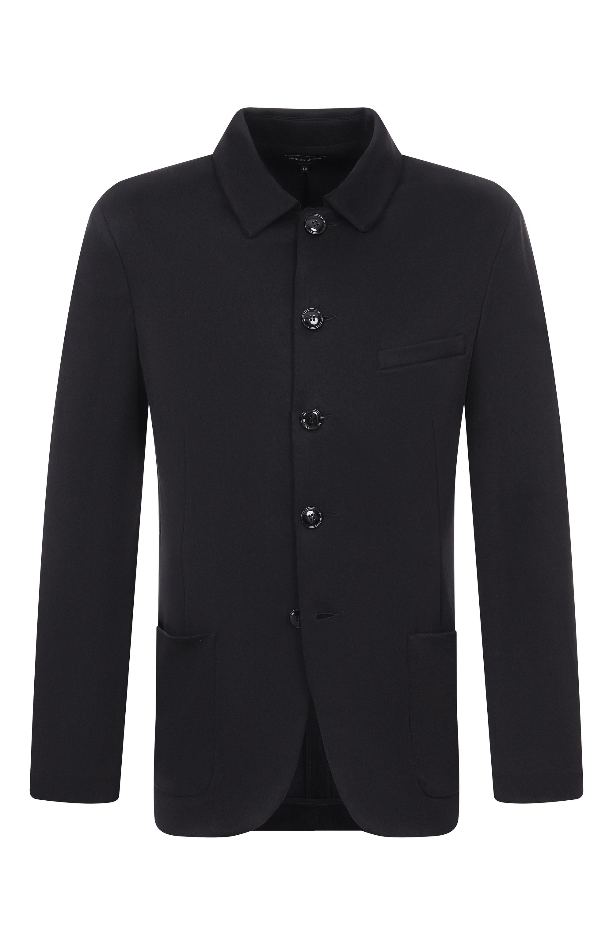 Однобортный пиджак GIORGIO ARMANI черного цвета по цене 212500 руб., арт. GM003189/TE20248, фото 1 Однобортный пиджак GIORGIO ARMANI, арт. GM003189/TE20248, фото 1