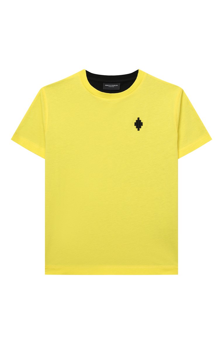 Детская хлопковая футболка MARCELO BURLON KIDS OF MILAN желтого цвета, арт. 21E/B/MB/1116/0010/2-6Y | Фото 1 (Рукава: Короткие; Материал внешний: Хлопок; Региональные ограничения белый список (Axapta Mercury): RU; Мальчики Кросс-КТ: Футболка-одежда; Материал сплава: Проставлено; Драгоценные камни: Проставлено)